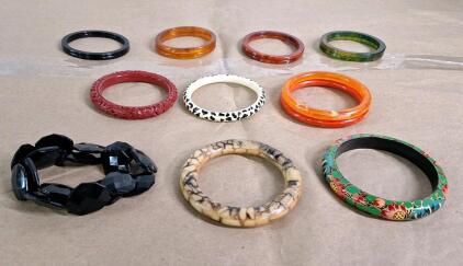 (16) Vintage Composite Bangle Bracelets