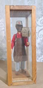 (1) Unique Vintage 12" Handcrafted Folk Art Doll Housed In A Wooden & Glass Display Case