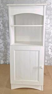 (1) White Bathroom Floor Storage Cabinet W/ Single Door, 13-1/2"L x 9-1/2"W x 33-3/4T