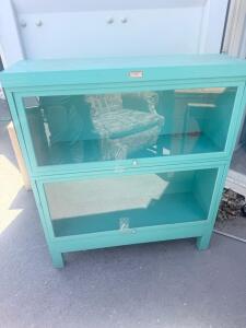 Two-Section Turquoise Glass-Front Display Cabinet (Barrister Bookcase Style)