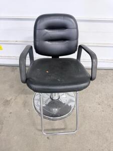 Black Padded Reception/Salon Chair with Chrome Sled Base and Armrests