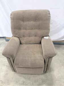 Manual Recliner Chair, Fabric Upholstery, Light Brown, Tufted Back, Manual Lever