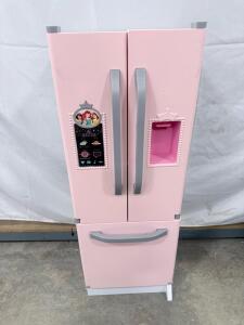 Disney Princess Pink Toy Refrigerator, Double Door with Freezer & Dispenser, Fits 3+ Years