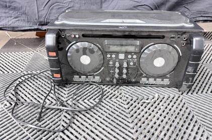 Portable TATI DJ Controller Boombox with Dual Jog Wheels, Built-In Speaker & Mixer, Power Cord