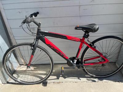 Hyper SpinFit 700c Hybrid Bicycle, Aluminum Frame, Shimano 7-Speed, 19" Size, Red/Black