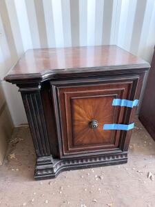 Classic Wood End Table Cabinet, Traditional Style, 1 Drawer, 1 Shelf, Ornate Molding, 26" Wide