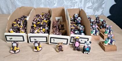 Lot Of 100+ Handmade Polymer Clay Animals, Monkeys & Bears