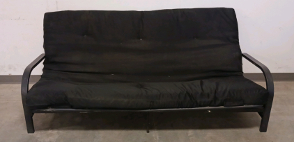 Black Metal-Framed Folding Futon