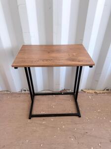 C-Shaped Accent Side Table, Wood Top, Metal Frame, 20" x 13" x 24"