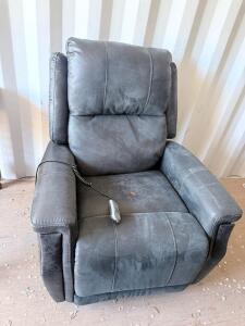 Dark Gray Power Lift Recliner Chair with Wired Remote, Faux Leather Upholstery, 325 lb Capacity