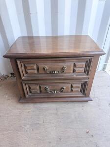 Vintage Traditional 2-Drawer Wooden Nightstand, Brown Finish, Ornate Metal Handles, 24"x16"x20"