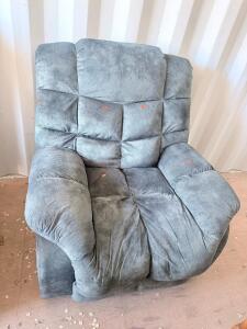 Manual Recliner Chair, Plush Microfiber, Light Grey, Lever-Activated, Overstuffed Arms/Back