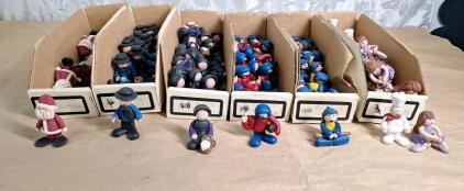 Lot Of 100+ Handmade Polymer Clay Characters, Santa, Amish Men, Amish Women, Football Players. Baseball Girls, Bakers & Ballerinas