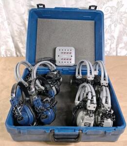 (1) Hamilton SchoolMate JBP-8SV Jackbox 8 Position Stereo Listening Center W/ (8) Pair Of Headphones & Hevy Duty Storage / Carry Case