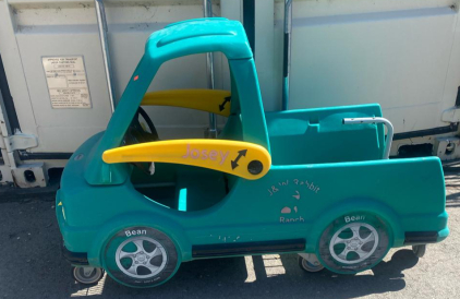 Bean Cruiser Child Shopping Cart, CART HAS BEEN REMOVED Double Steering, Teal/Yellow, Dual Seat, Custom Graphics