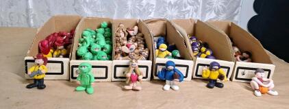 Lot Of 100+ Handmade Polymer Clay Characters, Firemen, Nurses, Flashers, Football & Basketball Players