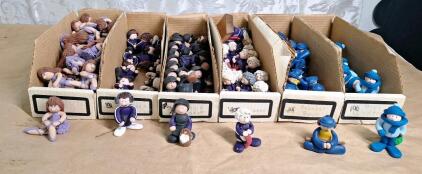 Lot Of 100+ Handmade Polymer Clay Characters, Ballerinas, Joggers, Amish Women, Grandmas, Baseball Boys & Boys W/ Trees