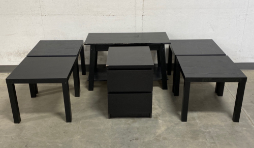 (5) Small Tables and a 2 drawer Nightstand