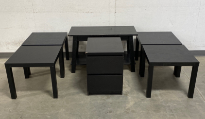 (5) Small Tables and a 2 drawer Nightstand