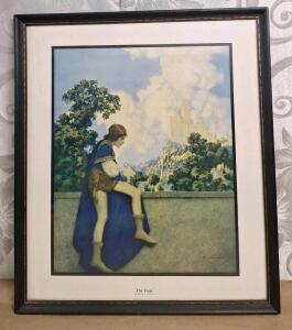 (1) Vintage Framed Print Of "The Page" By Artist Maxfield Parrish, Produced By The House Of Art, NY.