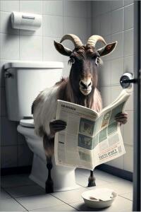 KOEUJRW 24x36" Unframed Funny AI Golden Retriever & Goat Bathroom Posters