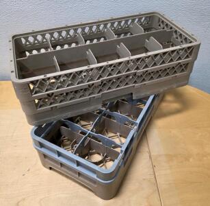 (18) Commercial Dishwasher Glass Rack, 8 Compartments, 19.5" x 9.5" x 5.5", Polypropylene