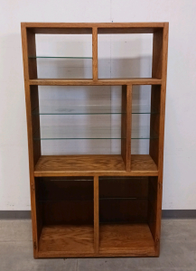 Wood Cabinet with Glass Shelving