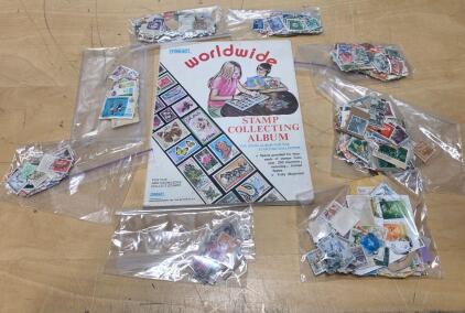 Worldwide Stamp Collection, Treat Album, 400+ Stamps, 50+ Countries, 1930s&ndash;1980s, Album Included
