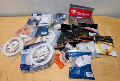 Box of Telecommunication/Computer Wires, Phone, Ports And More