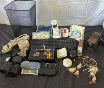 OLD TIMER Pocket Knife, Dell Keyboard and Mouse, VTech SN5107 AMPLIFIED Telephone. Panasonic Pencil sharpener. And much more!