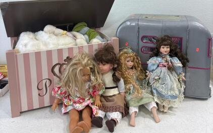 Princess Toy Box (27inLx16.5inWx21inH), Bunnies and Bows stuffies, porcelain Cathay collection dolls, Rv playset filled with goodies, and much more!