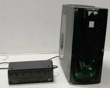 iBUYPOWER Gaming Desktop Tower with APC 7-Outlet UPS, ATX Case, Black, Moderate Wear (Both Turn On)