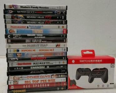 Nintendo Switch2 Controller Grips by IINE 2pc Set + Lot of 18+ Assorted Movie DVDs