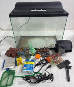 Aquarium Starter Kit. Aquarium Tank (20inLx10.5inWx16.5inH) , ALL-GLASS AQUARIUM 50 W Aquarium Heater, Water Pump with filter, PH testing Kit and More!