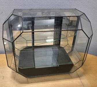 16.5"x20.5"x9.5" Glass Display Case with Mirrored Back, Hinged Door, and Adjustable Shelves W/ Key