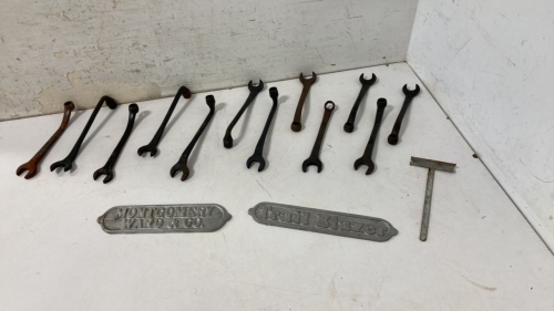 (12)Vintage Ford Wrenches & (2) Vintage Metal Signs!