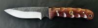 Custom Forged Fixed Blade Knife, Drop Point, Hardwood Handle, Mosaic Pin, Leather Sheath - 2