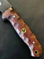 Custom Forged Fixed Blade Knife, Drop Point, Hardwood Handle, Mosaic Pin, Leather Sheath - 4