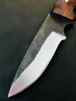Custom Forged Fixed Blade Knife, Drop Point, Hardwood Handle, Mosaic Pin, Leather Sheath - 5