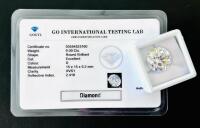 9.00 Ct D VVS1 Round Brilliant Diamond, GOGTL Certified, 15MM, Excellent Cut
