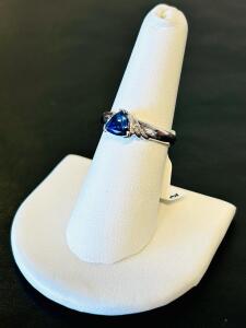 Sterling Silver Tanzanite Ring 0.86ct Trillion Cut, 2.56g, Inventory K11E2 Size 6.5