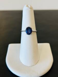 Oval 1.56ct Tanzanite Solitaire Ring in White Gold, 2.36g, Model K11E8 Size 6.5