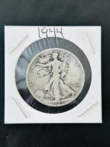 1944 Walking Liberty Silver Half Dollar, 90% Silver, Weinman Design, .3617 Troy Oz ASW