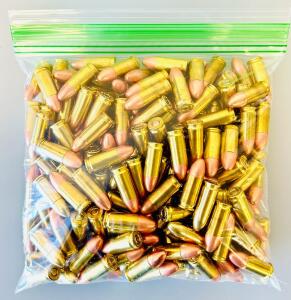 Blazer Brass 9mm Luger FMJ Ammunition, Brass Case, Ziplock Packaging (Unkown Quantity)