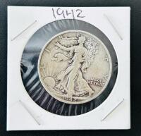 1942-S Walking Liberty Half Dollar, 90% Silver, Circulated, San Francisco Mint