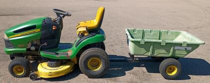 John Deere LA120 Automatic Lawn Tractor with Utility Cart, 21 HP, 42" Deck
