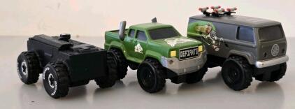 Defiants 4x4 Mini Trucks Lot: Tim Burr Inc. Pickup, SKB Van w/Skateboards, Utility Trailer, 2010