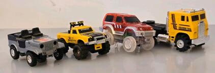 Vintage Schaper Stomper 4x4 Collection: Jeep, Pickup, See-Thru SUV, Semi Truck, 1980s Battery Operated