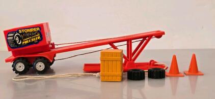 Stomper Official Competition Pull Sled with Accessories | 1980s Schaper USA Red Toy Attachment