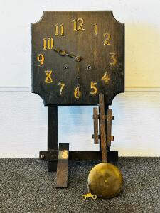 National Clock Company Key-Wind Pendulum Wall Clock, Early 20th Century, Brass Pendulum, Key